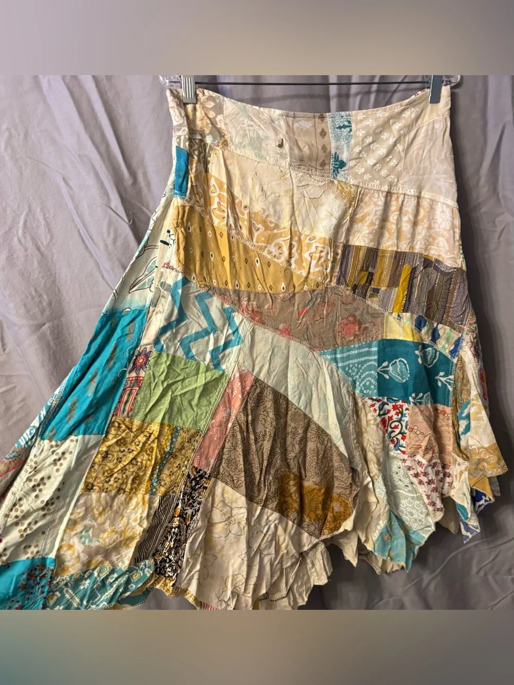 Jaded Gypsy Bohemian Patchwork Handkerchief Hem Midi Skirt w/Pockets Sz L/XL NWT